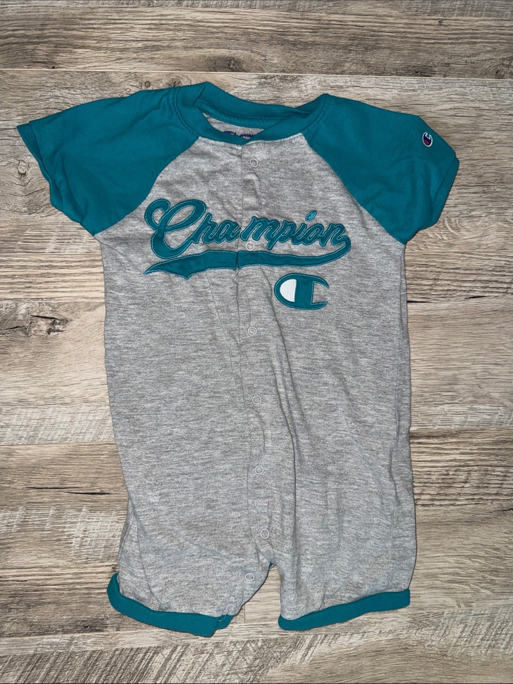 Champion Teal & Gray Short-Sleeve Baby One-Piece